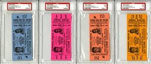 Set of Four  Full 1965 Ali vs. Liston Fight Tickets all PSA Mint 9